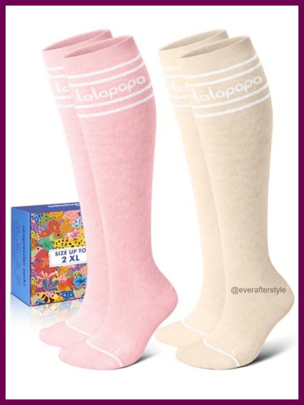 Cotton Compression Socks 15-20mmHg Knee-High Cushioned Support